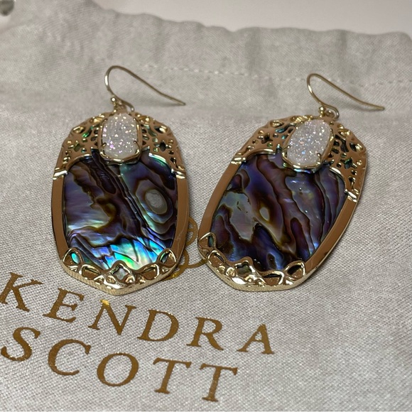 *SOLD* Kendra Scott Deva Earrings Abalone Iridescent Drusy - Picture 4 of 8